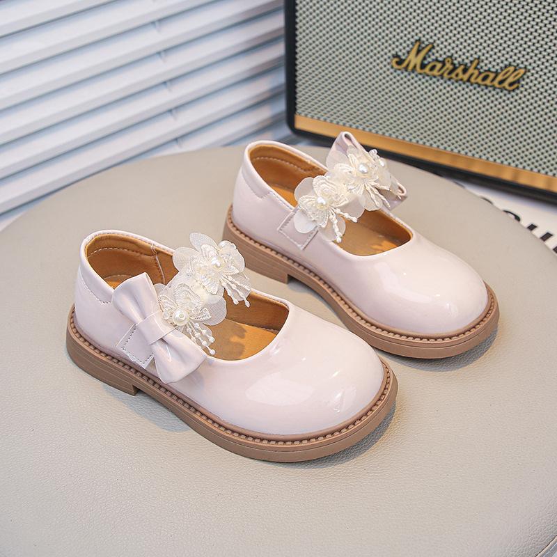 Girls Shoes Princess Shoes 2025 New Spring and Autumn Little Girl Glossy Mary Jane Soft-soled Leather Shoes Black Performance Shoes