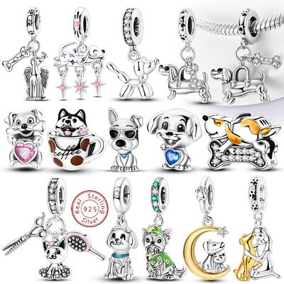 Original Copper Charm Bead Balloon Poodle Cute Puppy Heart Charm Fit Bracelet Bangle Pendant Women Diy Jewelry Gift