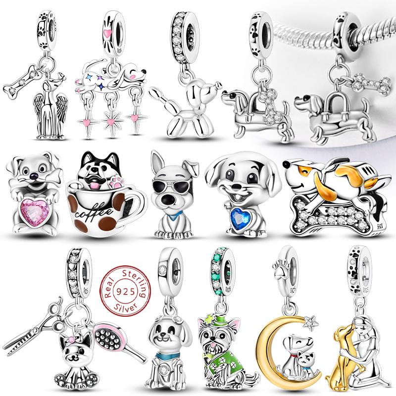 Original Copper Charm Bead Balloon Poodle Cute Puppy Heart Charm Fit Bracelet Bangle Pendant Women Diy Jewelry Gift