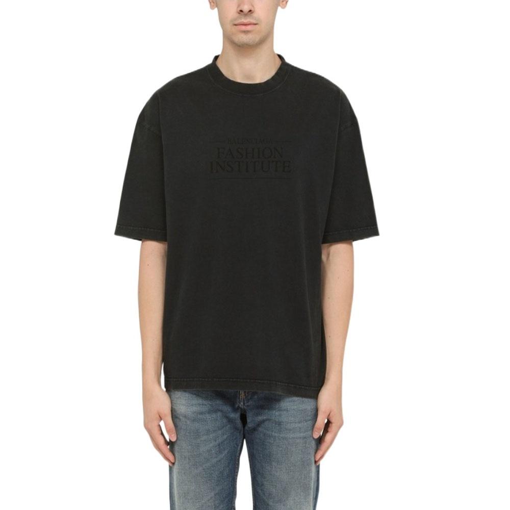 Balenciaga Fashion Institute T-shirt Medium Fit 'Washed Black' Men's 612966TMVH68190