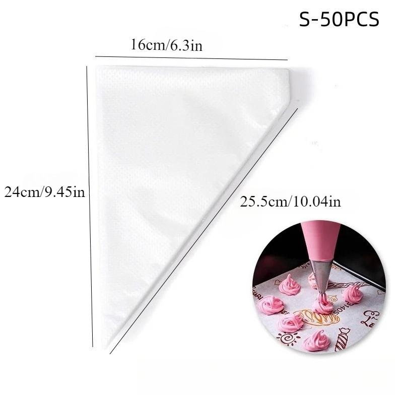 

50pcs Disposable Transparent Piping Bag Pastry S Icing Fondant Cake Cream for Decorating Pastries Cakes Baking Tools S M L