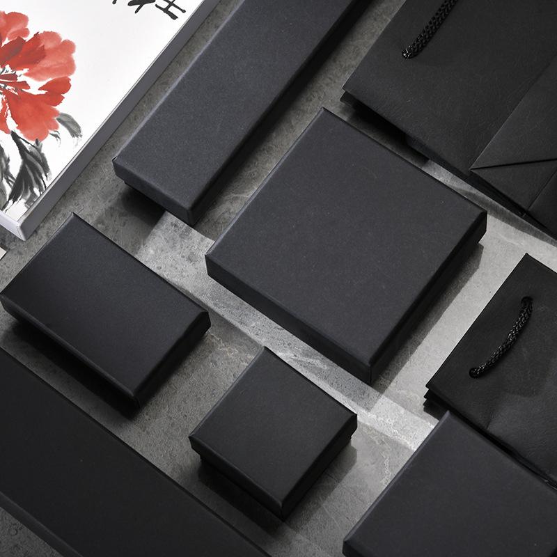 In-Stock Black Kraft Paper Jewelry Gift Box for Bracelets, Necklaces, Pendants, Rings, Earrings