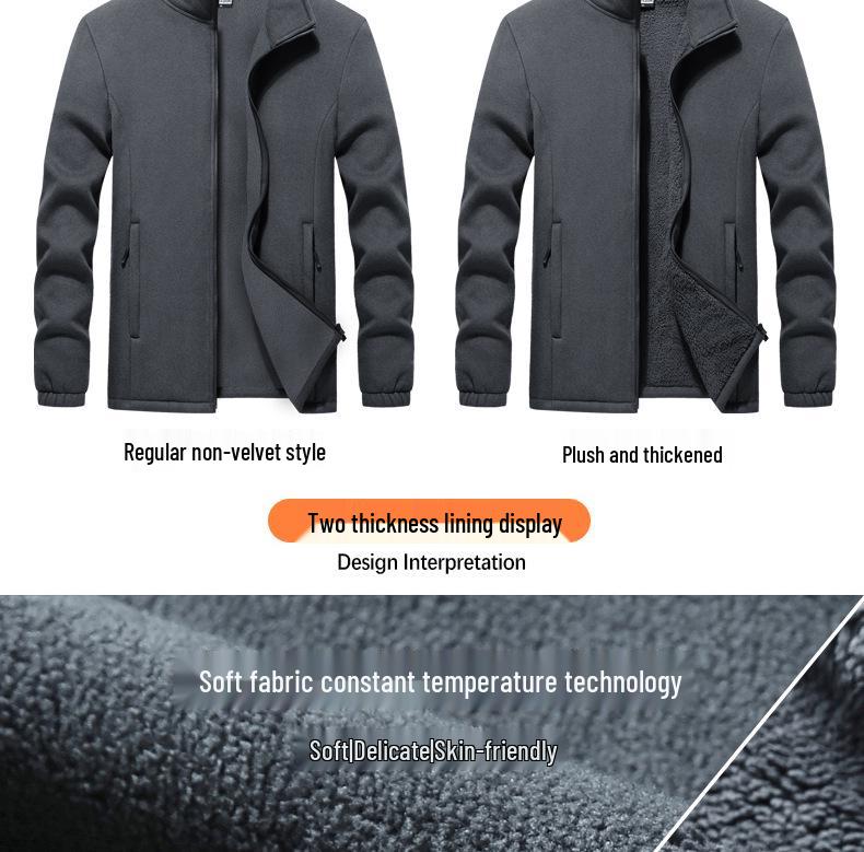 Pánská nadměrná oboustranná fleecová mikina kardigan v evropském a americkém stylu