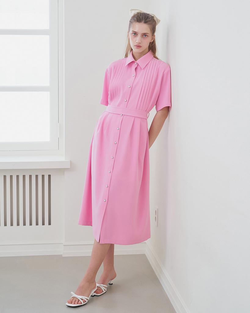 Illustrious Illusion Pink Pintuck Dress