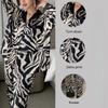 Pijamale de primăvară și toamnă-iarnă pentru femei, cu imprimeu zebră, mânecă lungă, pantaloni lungi, set 2 piese, îmbrăcăminte de casă, damă, mătase, îmbrăcăminte de noapte confortabilă