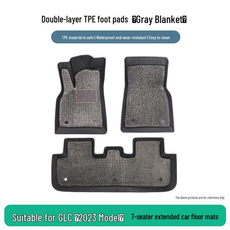 Durable TPE Rubber Floor Mats Set for 2023 Mercedes-Benz GLC 7-Seater Extended Version