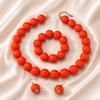 European and American Personality Exaggerated Design Round Bead Handmade Beaded Necklace Niche Retro Necklace Set Three-piece Set