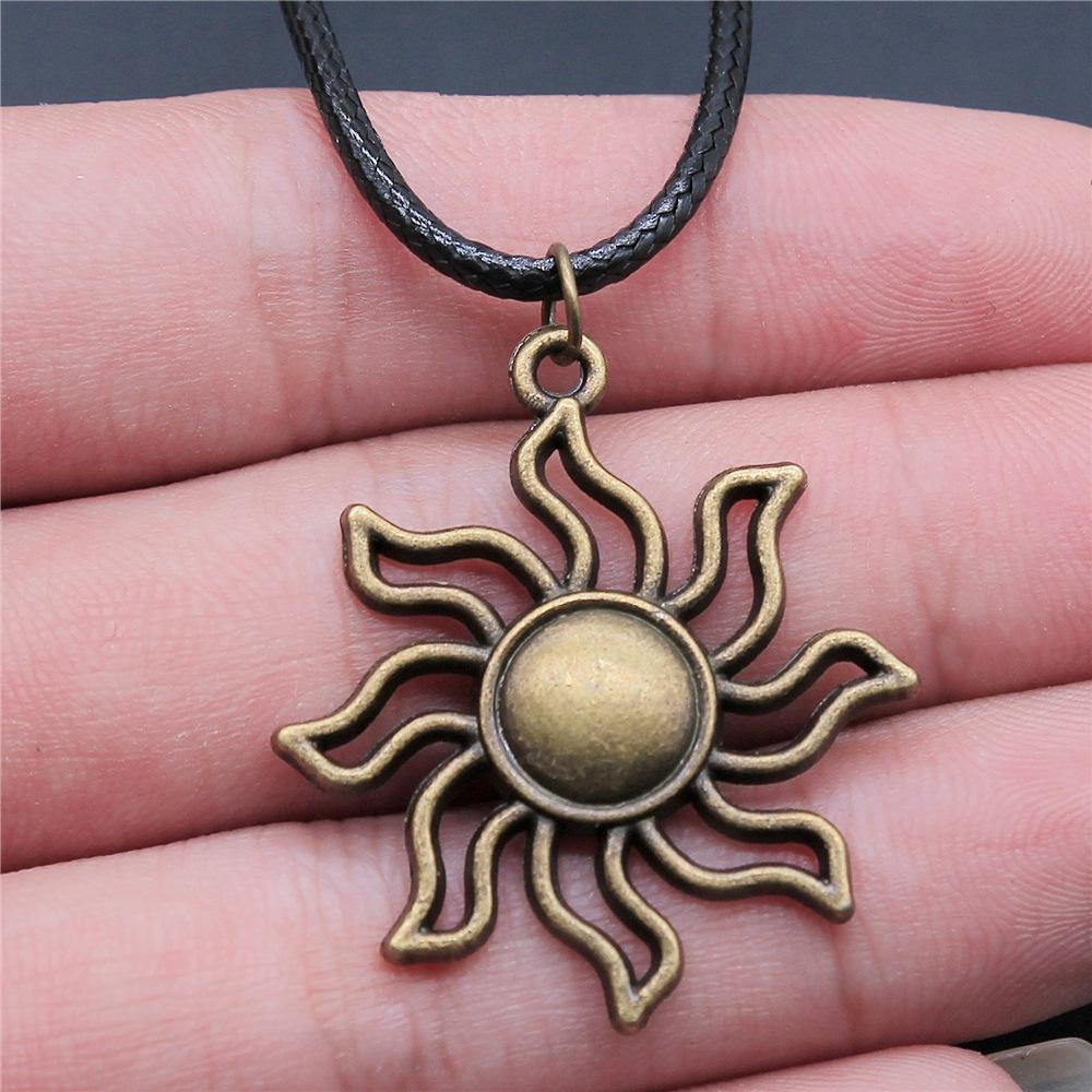 30 Styles Unisex Amulet Wicca Jewelry Gift Sun Moon Star Pentagram Pendant Necklace Black Leather Cord