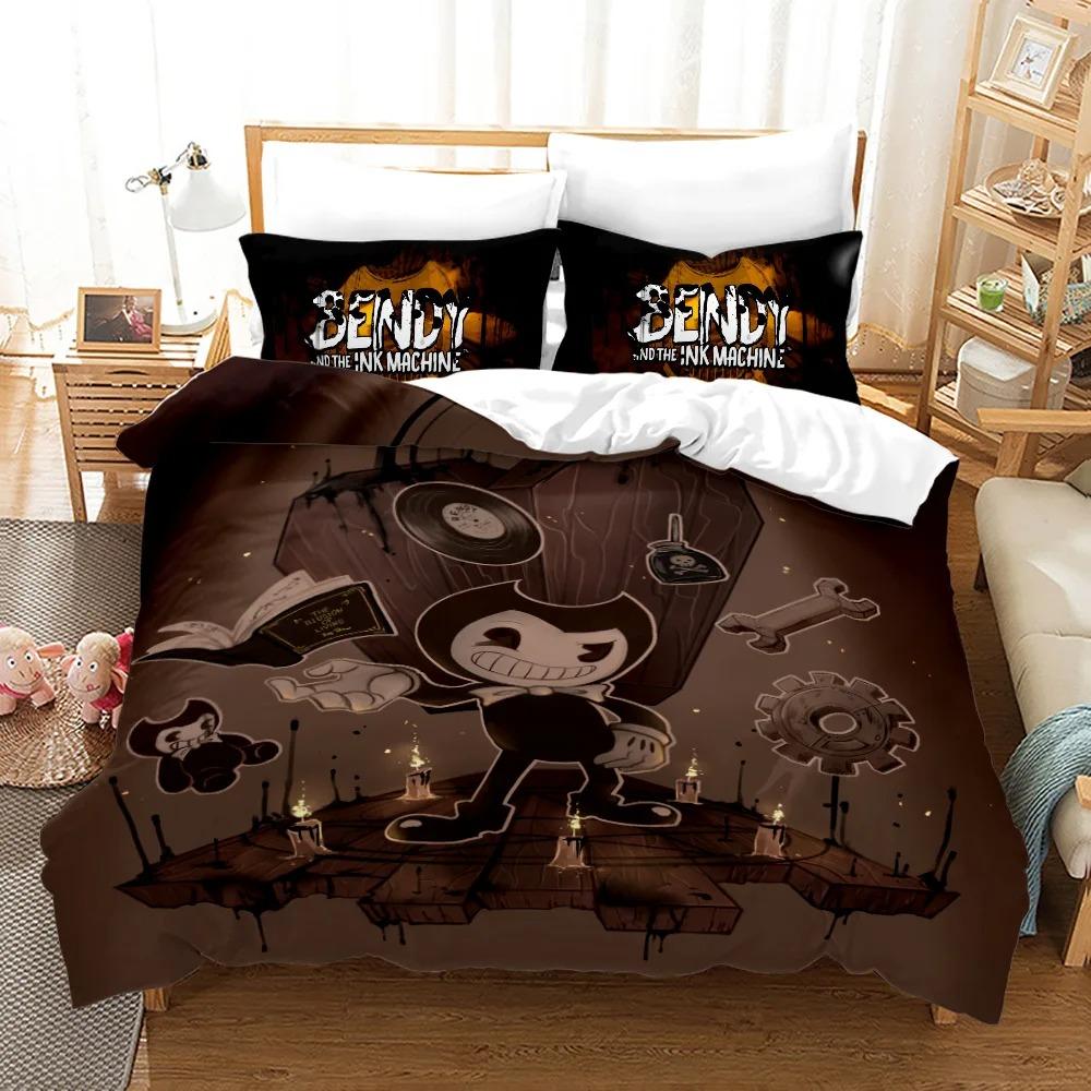 3D Print Anime BENDY Bedding Set Single Twin Full Queen King Size Kawaii BatlM Bed Set Adult Kid Bedroom Duvet Cover Sets