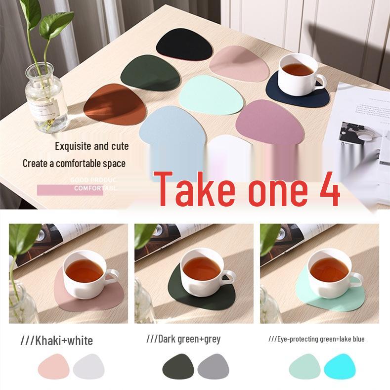 Two-Tone PU Leather Placemat: Waterproof, Oil-Proof, Heat-Insulating, Non-Slip PVC Mat for Western Dinner Plates.