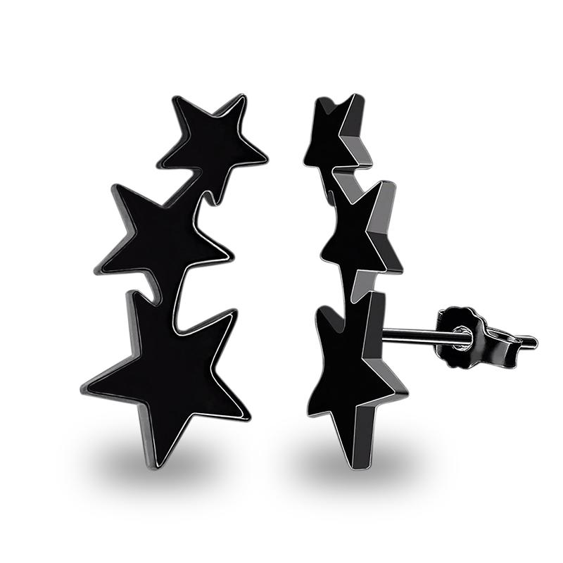 Fashion Silver Color Star Stud Earrings For Girls Women Stainless Steel Pentagram Stars Earrings