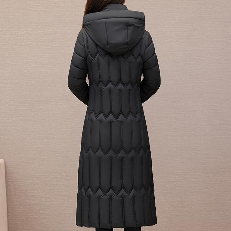 Fashion Middle Age Women's Winter Parka Hooded Casual Warm Long Coats Thick Women Jackets