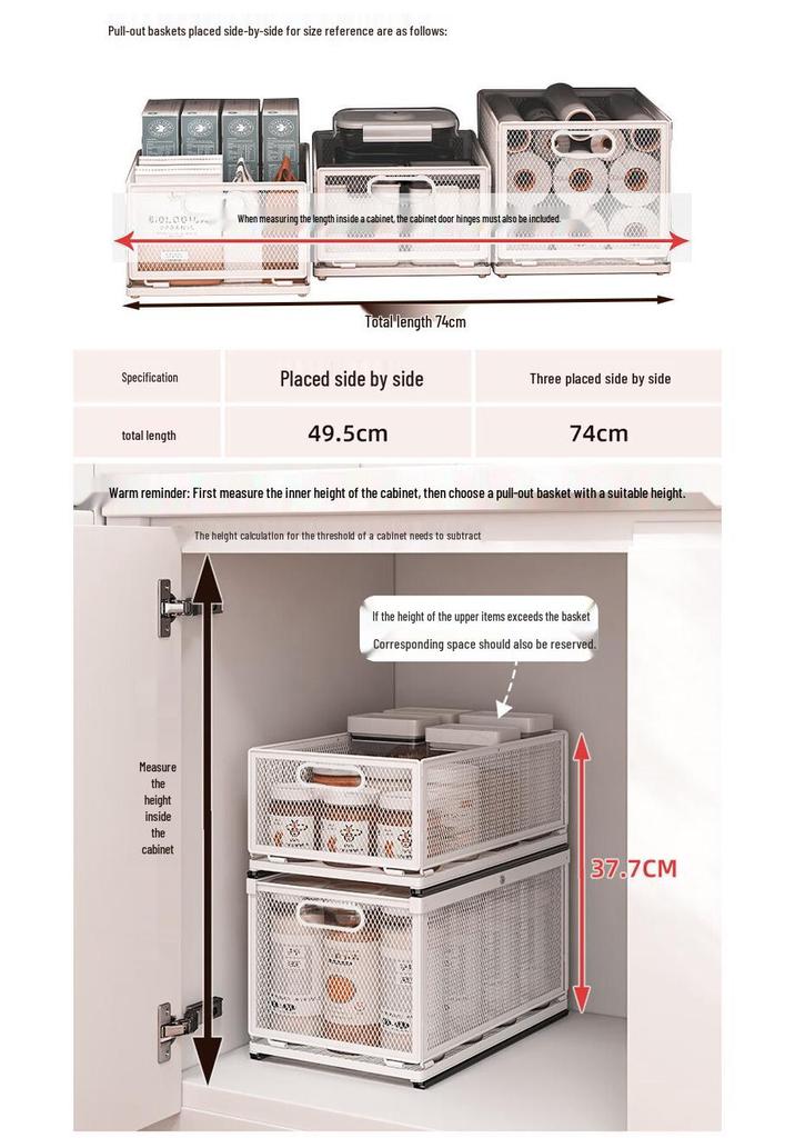 Multi-layer Pull-out Kitchen Storage Rack for Snacks, Seasoning Bottles, and Jars