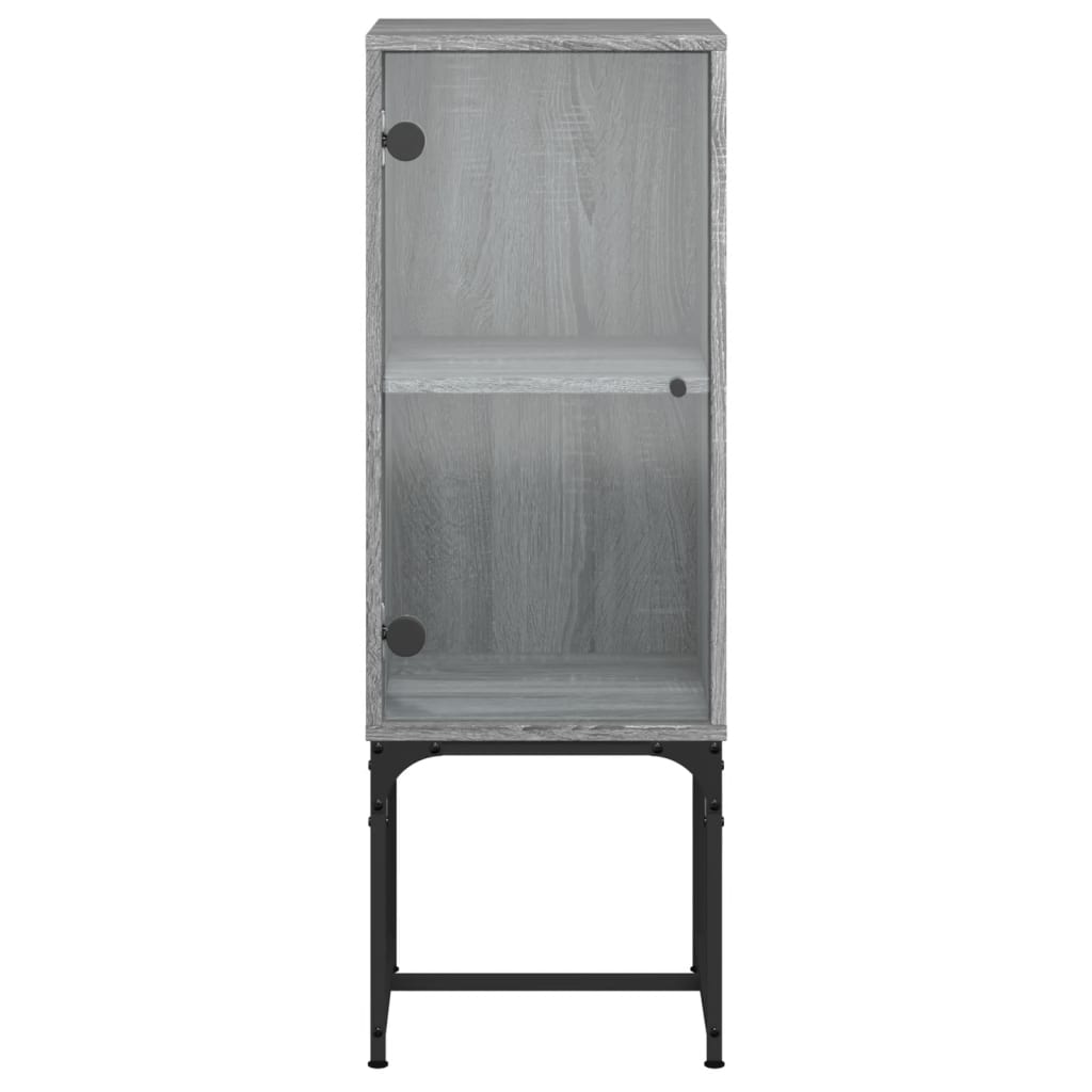 Side Cabinet with Glass Door Grey Sonoma 35x37x100 Cm
