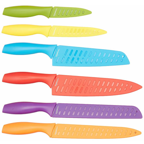 Basic Multicolored Knife Set, 12 Pieces, with Blade Guards, 35.3 X 10.5 X 3.5 Cm
