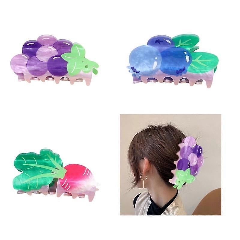 Fruit Theme Acrylic Hair Claw Clip Ponytail Holder For Women Vacation Daily Wear