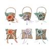 Handlicher Aufbewahrungskorb Leinen Blumenkorb mit Griffen Handgeflochtene Körbe Vielseitige Dekorationen Handgemachtes Geschenk