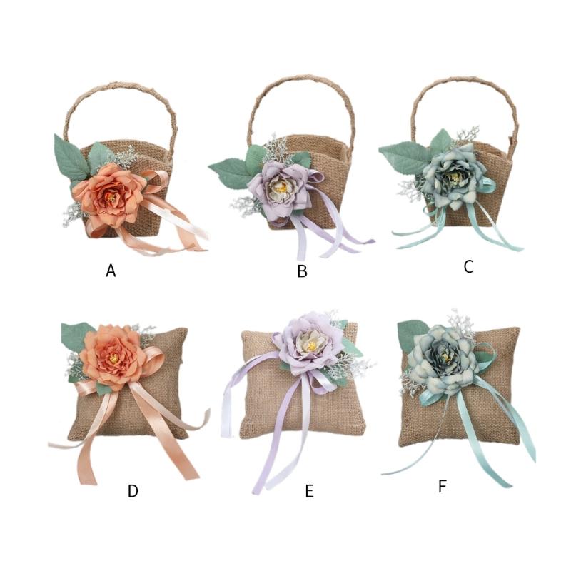 Handlicher Aufbewahrungskorb Leinen Blumenkorb mit Griffen Handgeflochtene Körbe Vielseitige Dekorationen Handgemachtes Geschenk