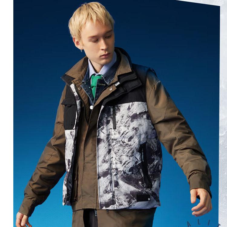 Li Ning Badfive Basketball Series Water-Resistant Casual Sports Vest Down Jacket Winter Men Outerwear Black White AMRP023-10