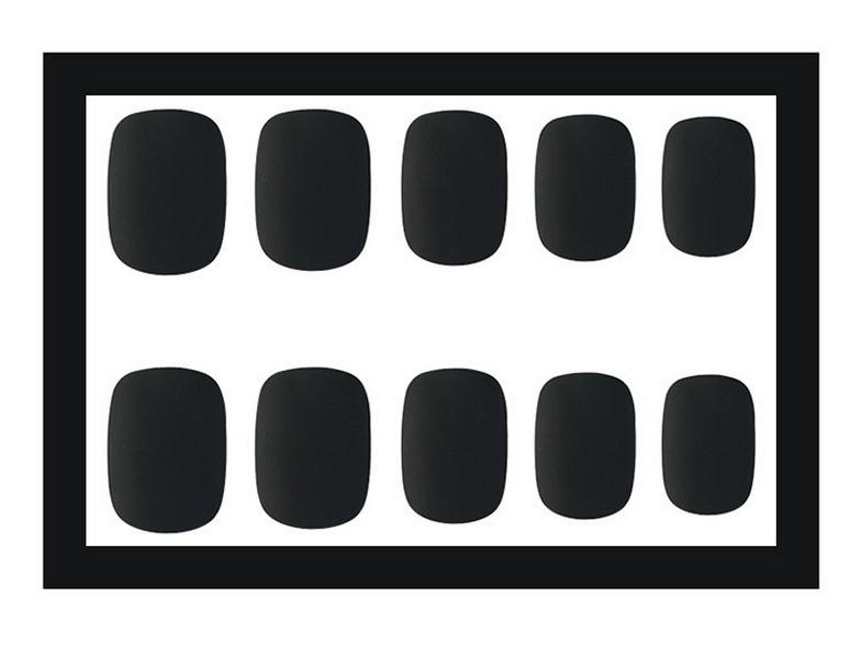 Short Black Removable Frosted Round Nail Tips with Wearable Jelly Glue