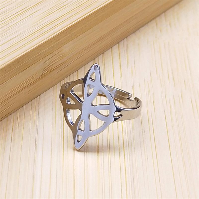 Acier Inoxydable Sorcellerie Anneau Nœud Irlandais de Sorcière Hommes/Femmes Argent Irlande Anneaux Réglables Bijoux de Sorcière nudo de bruja resizable beige
