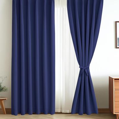 XWZO Blackout Conjunto de 110cm de Comprimento x 100cm Bloqueia Mais de Nível 1 Blackout Térmico Memória Sólido para Quarto ou Sala Cortinas Azul Marinho, 2, Largas, 99,99%