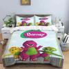 3D Print Barney Friends Cute Cartoon Bedding Set Bedroom Soft Modern Bedspreads Comefortable Duvet Cover Quilt Cover Pillowcase
