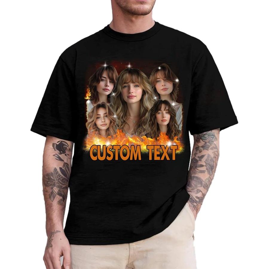 

NAZENTI Custom Your Own Bootleg Shirt, Custom Photo Vintage Graphic 90s Tshirt, Photo Shirts, Personalized Shirt with Picture XXXXXL чорний
