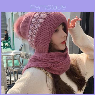 Korean Style Knit Hat With Scarf For Winter Warmth And Windproof Protection