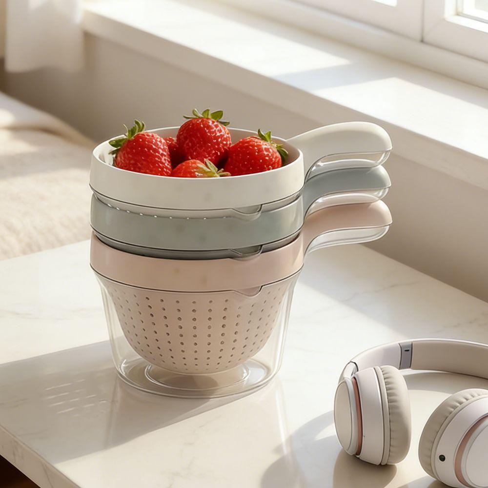 Plastic Double Drain Basket with Handle Detachable Fruit Washing Basket  Household