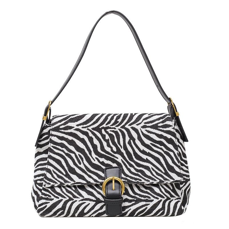 Ielgy Female Bag One-Shoulder Messenger Underarm Canvas Bag Plaid Thick Grain Soft Cloth Casual All @-