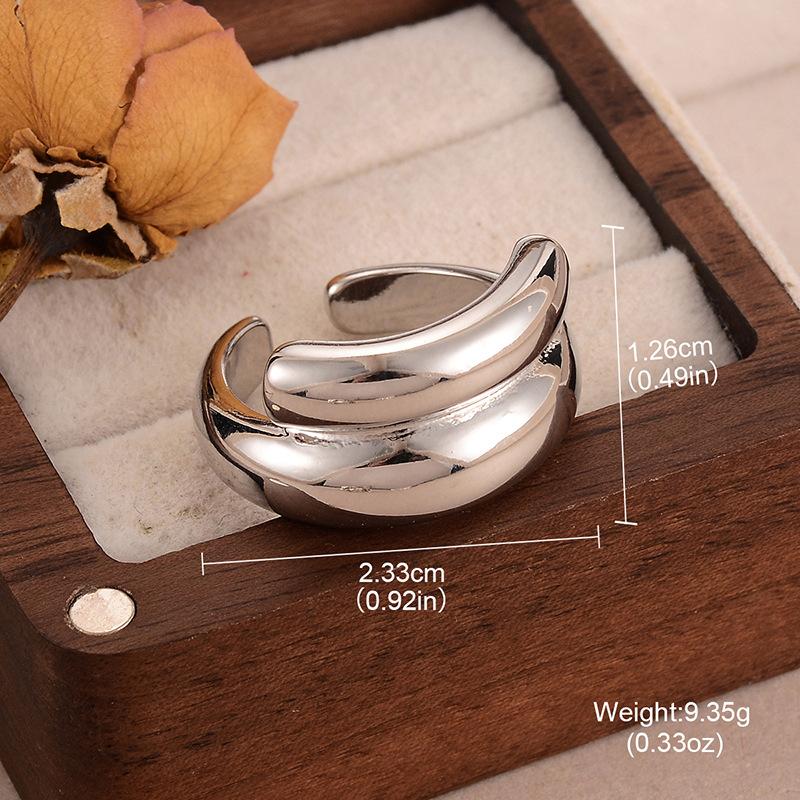 Cold wind geometric ring does not fade ins hollow lines European beautiful woman jewelry retro ring