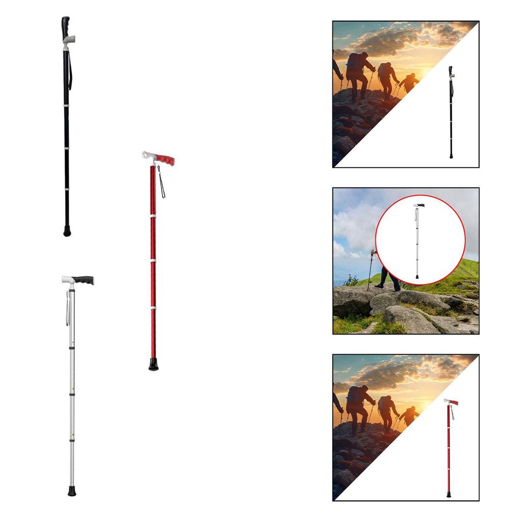 Trekking Pole Telescoping 3 Joints Practical Lock Non Slip Handle Lightweight Walking Cane for Hiker Backpacking Travel Camping