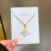 Light Luxury Micro-Inlaid Real Gold Butterfly Fritillary Necklace Women'S New Collarbone Chain Light Luxury Niche Design Sense