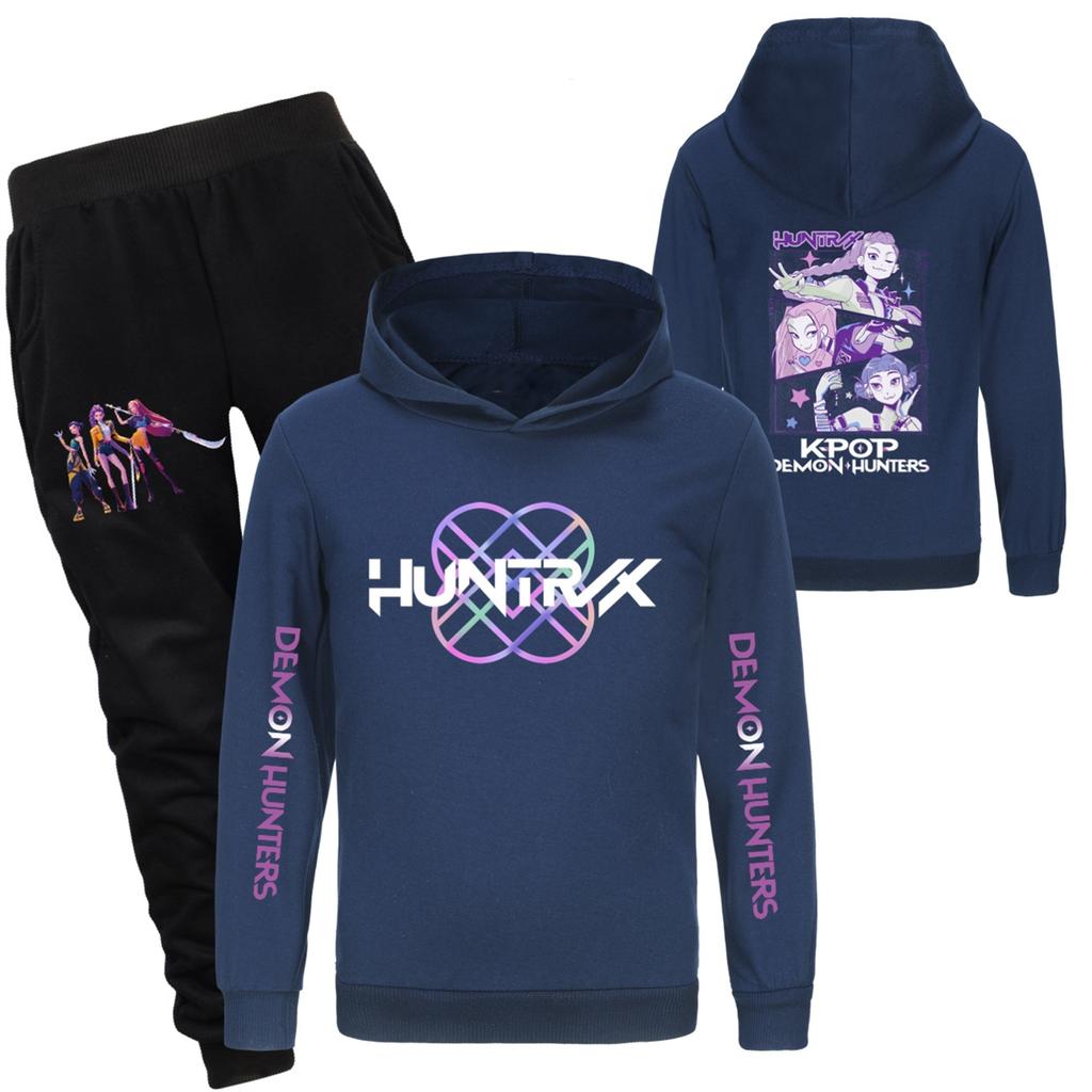 Children's Hooded Top And Pants Two-piece Tracksuit Set Long-sleeved Printed Sweatshirt Set
