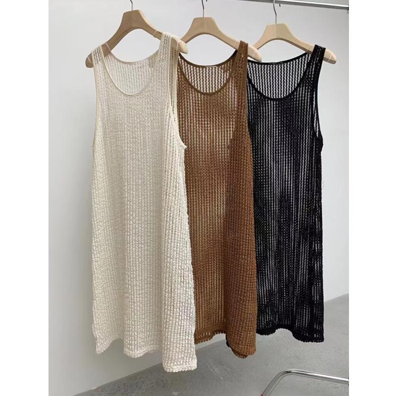 Korean Dongdaemun 2026 Summer Fashion Sleeveless Solid Color Vest Dress for Women