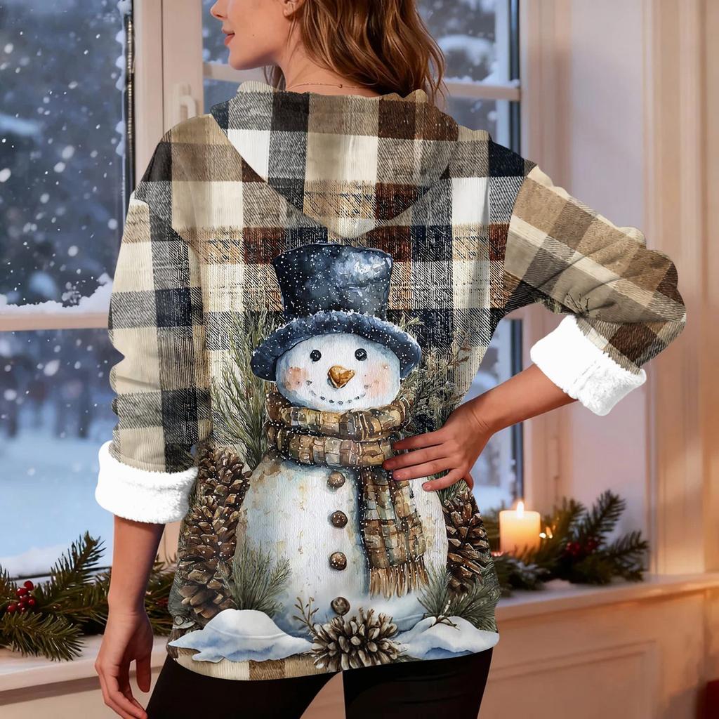 Women's Fashion Casual Long Sleeve Christmas Printed Hooded Sweatshirt