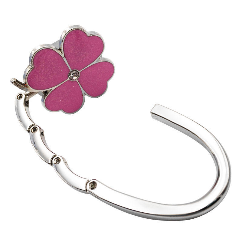 Four Leaf Clover Design Foldable Handbag Hanger Folding Purse Table Hook Holder Green Four Leaf Clover Design Foldable Handbag Hanger Folding Purse Table Hook Holder Green