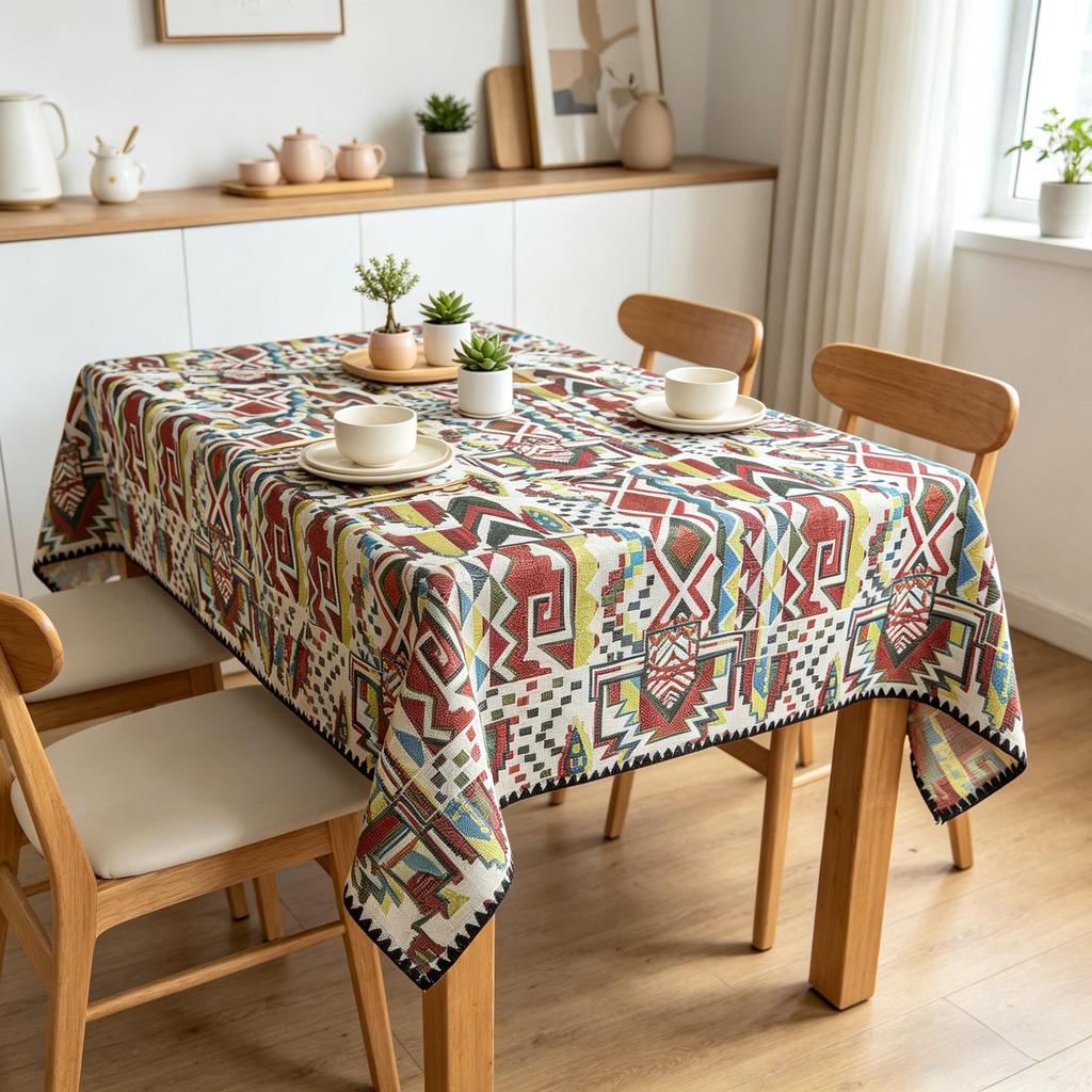 Party Dining Home Kitchen Cotton Linen Material Soft Washable Household Rectangle Tablecloth