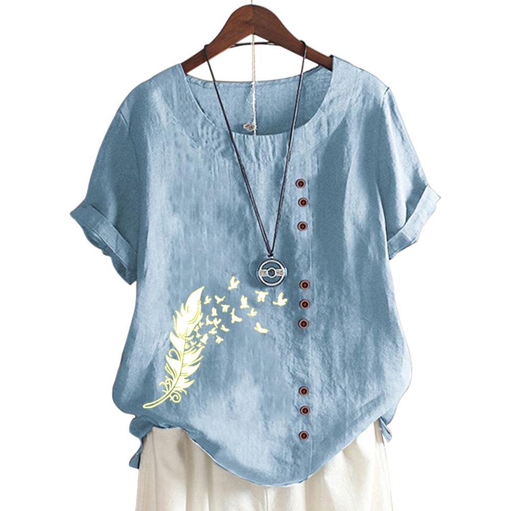 Модный женский хлопковый топ с короткими рукавами и 11 яркими цветочными узорами S белый — фото 9