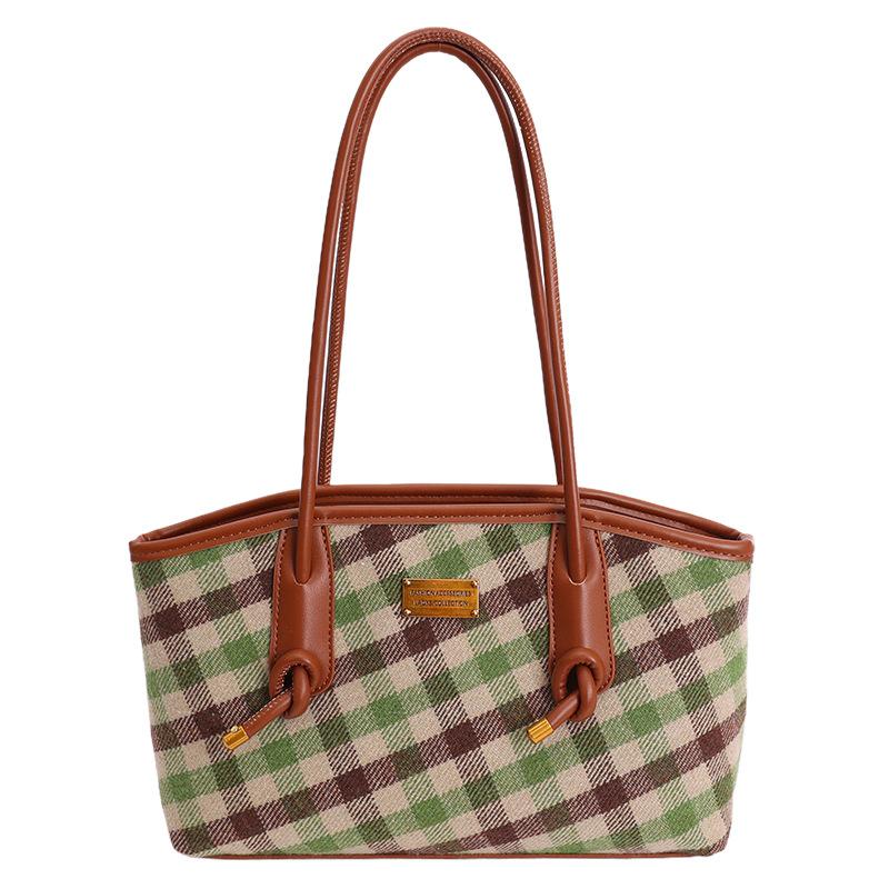 College-style Patterned Bag, Casual Single-shoulder Bag, Women's High-end Commuting Large-capacity Tote Bag
