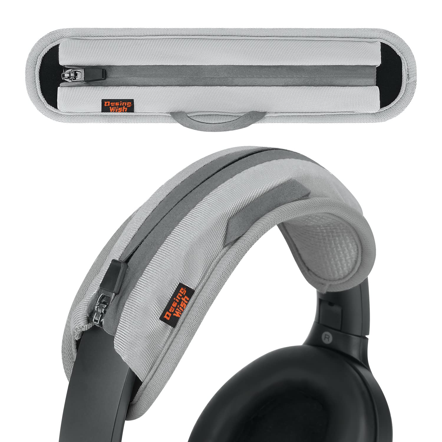 

Desing Wish Replacement Headphone Cover with Zipper Stretchy Lycra and Compatible with a Variety of Including and Edifier Design, Material, Hangable, сірий колір