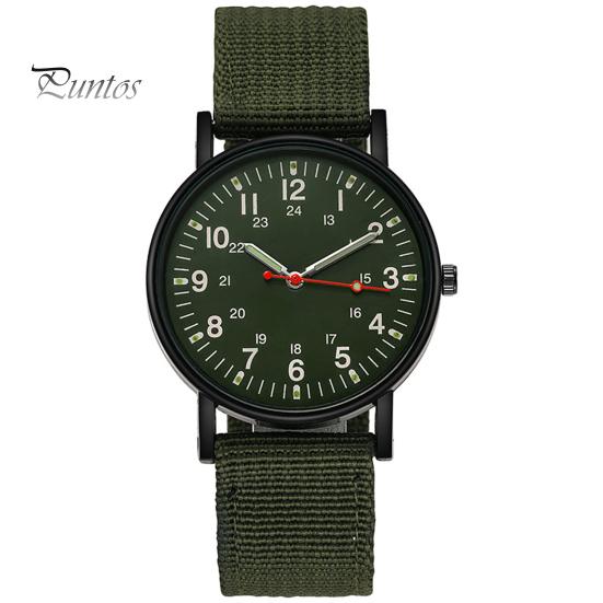 Men Watch Quartz Accurate Soft Wristband Nylon Braided Luminous Sports Wrist for Daily Wear