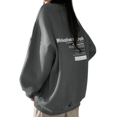 Augseed Lightweight Long Sleeve Pullover Top for Fall and Available In Plus Loose Stylish Hoodie with Logo and Back English Korean Solid Round Casual
