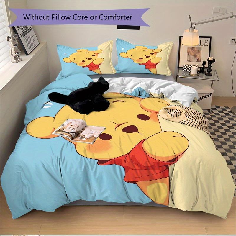 3pcs Winnie the Pooh Cute Cartoon Print Cover Set Ultra Soft, Breathable, and Comfortable Bedding with Stylish Design for Bedroom and Guest Room