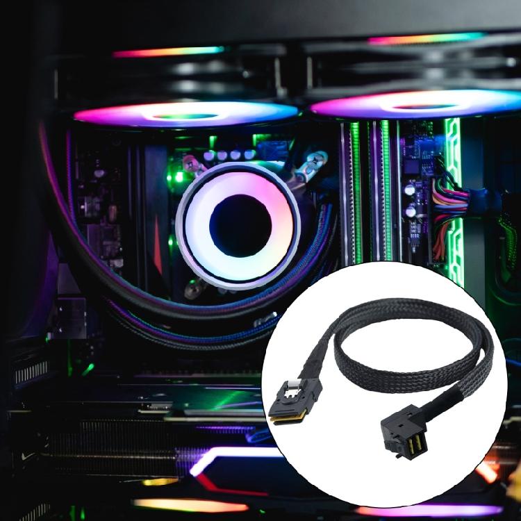 SFF 8087 to 90 Degree MiniSAS 8643 Internal Coaxials Cable for Connection of Hard Drives and Servers