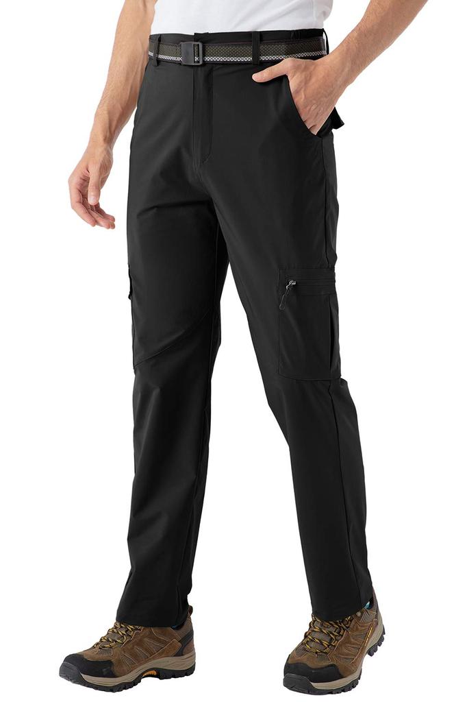 Gopuune Men's Lightweight Cargo Pants, Breathable, Quick-Drying, Hiking Pants for Hiking, Fishing, and Running (Black-01 M)