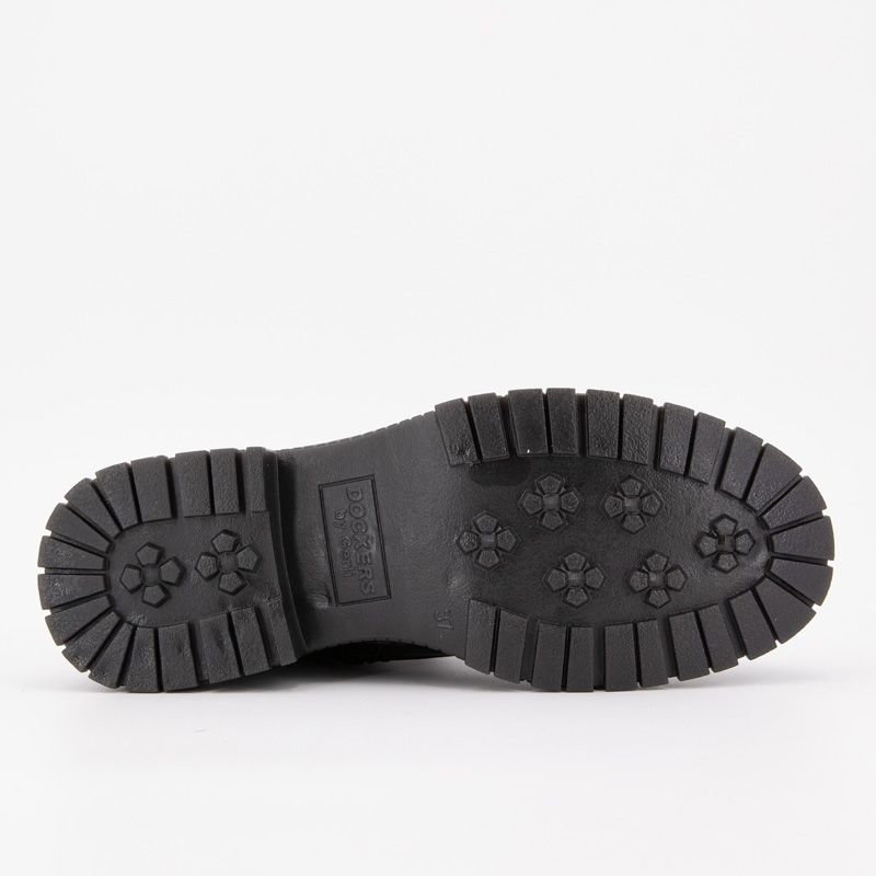 Black Ankle Boots with Flower Embroidery and Laces Woman DOCKERS BY GERLI