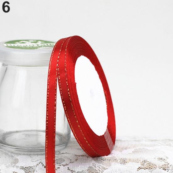 1 Roll 25 Yard 6mm Wide Golden Tone Rimmed Stain Ribbons Wedding Birthday Decor