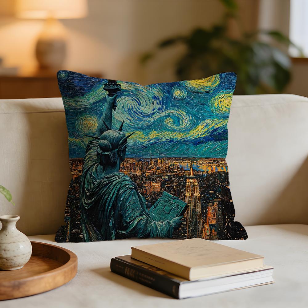 ART GGoddess of LLiberty Cushion Cover Short plush pillowcase for bed sofa carwashable